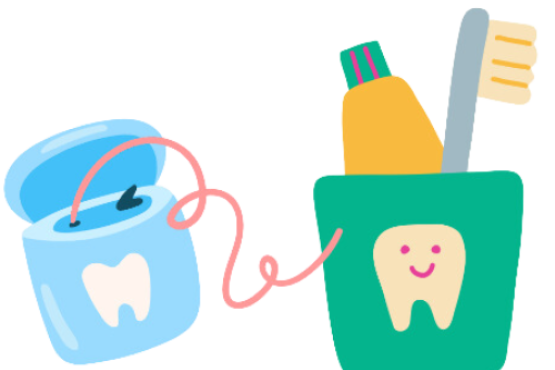 Floss and toothbrush